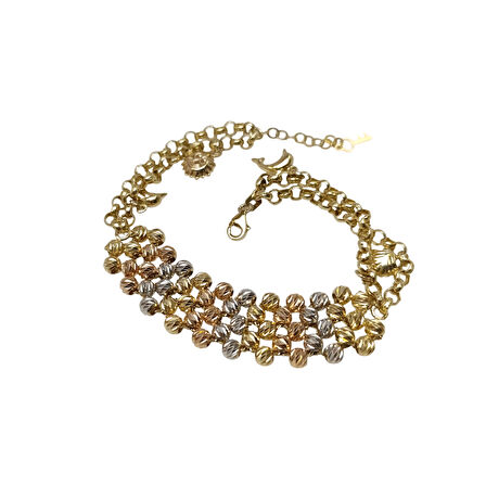 Dorika Toplu Bileklik Künye 14 Ayar Altın HD VİDEOLU