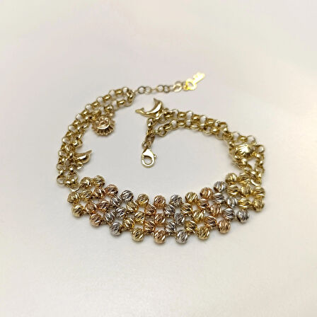 Dorika Toplu Bileklik Künye 14 Ayar Altın HD VİDEOLU