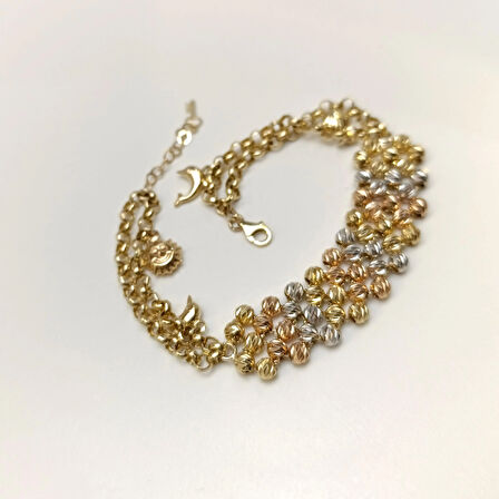 Dorika Toplu Bileklik Künye 14 Ayar Altın HD VİDEOLU