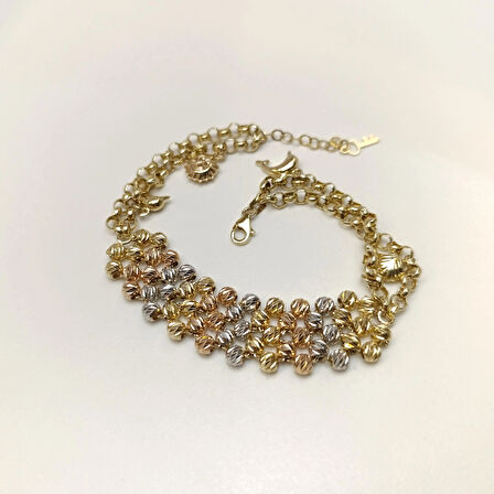 Dorika Toplu Bileklik Künye 14 Ayar Altın HD VİDEOLU