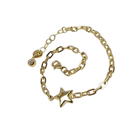 Tombul Yıldız Bileklik Künye 14 Ayar Altın HD VİDEOLU