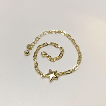 Tombul Yıldız Bileklik Künye 14 Ayar Altın HD VİDEOLU