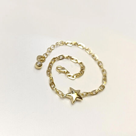 Tombul Yıldız Bileklik Künye 14 Ayar Altın HD VİDEOLU