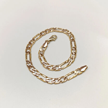 Döküm Figaro Bileklik Künye 14 Ayar Altın HD VİDEOLU