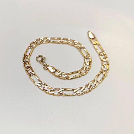 Döküm Figaro Bileklik Künye 14 Ayar Altın HD VİDEOLU