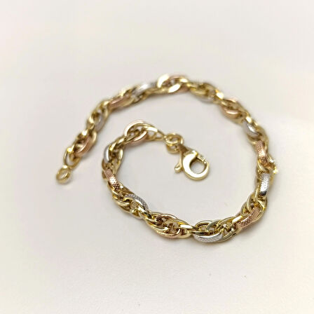 5.5mm Palamut Haloy Bileklik Künye 14 Ayar Altın HD VİDEOLU