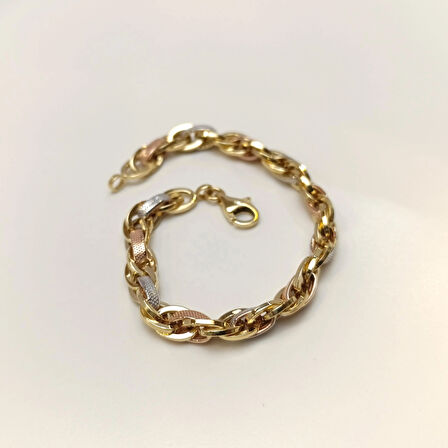 7.0mm Palamut Haloy Bileklik Künye 14 Ayar Altın HD VİDEOLU