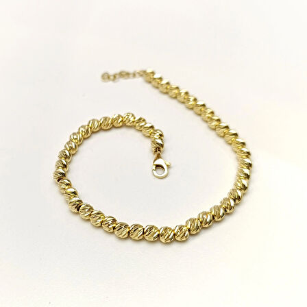 4mm Dorika Toplu Bileklik Künye 14 Ayar Altın HD VİDEOLU