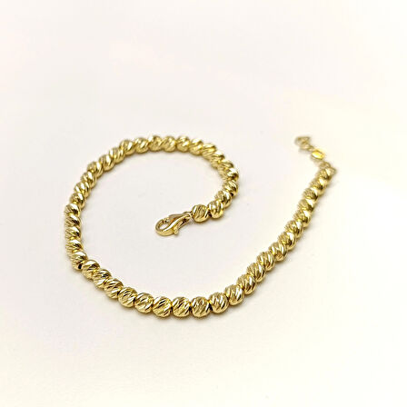 4mm Dorika Toplu Bileklik Künye 14 Ayar Altın HD VİDEOLU