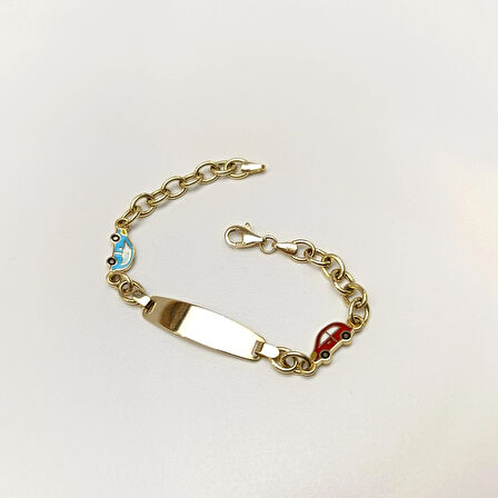 Çocuk İsim Yazılabilir Bileklik 14 Ayar Altın HD VİDEOLU