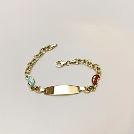 Çocuk İsim Yazılabilir Bileklik 14 Ayar Altın HD VİDEOLU