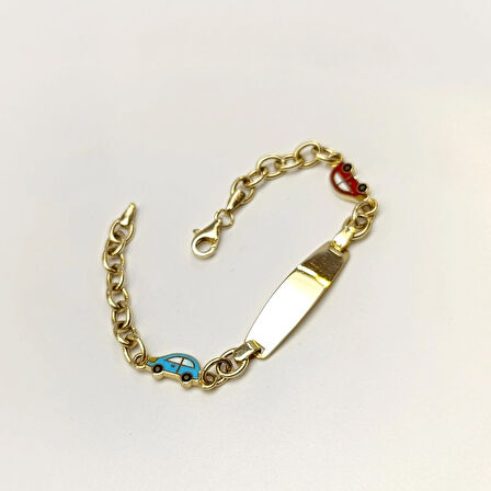 Çocuk İsim Yazılabilir Bileklik 14 Ayar Altın HD VİDEOLU