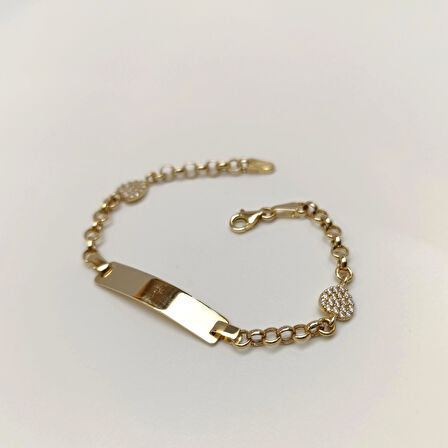 Çocuk İsim Yazılabilir Bileklik 14 Ayar Altın HD VİDEOLU