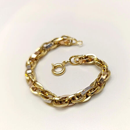 8mm Palamut Haloy Bileklik Künye 14 Ayar Altın HD VİDEOLU