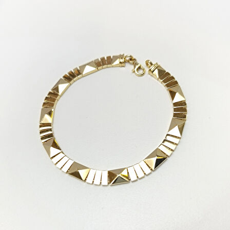 Bagetli Piramit Bileklik Künye 14 Ayar Altın HD VİDEOLU