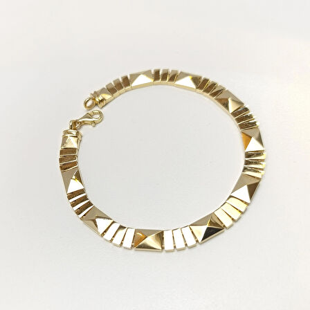 Bagetli Piramit Bileklik Künye 14 Ayar Altın HD VİDEOLU