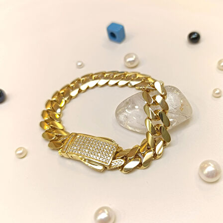 11mm Gurmet Zincir Bileklik Künye 14 Ayar Altın HD VİDEOLU