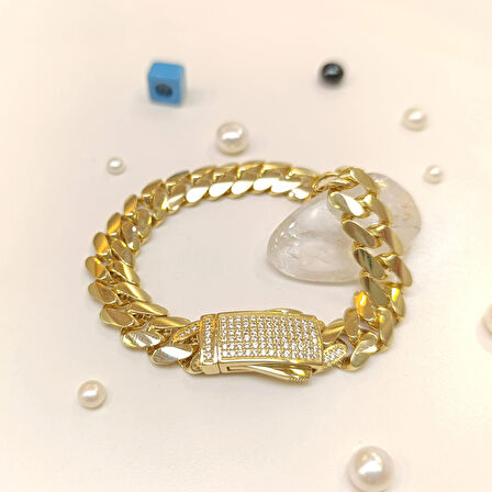 11mm Gurmet Zincir Bileklik Künye 14 Ayar Altın HD VİDEOLU