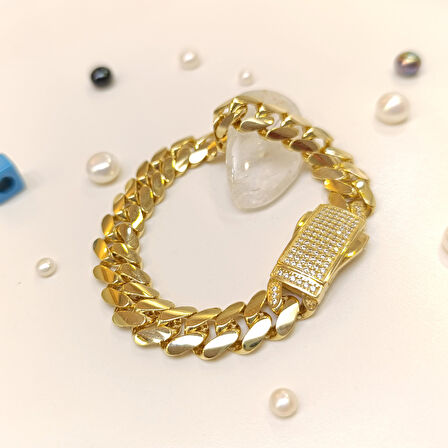 11mm Gurmet Zincir Bileklik Künye 14 Ayar Altın HD VİDEOLU