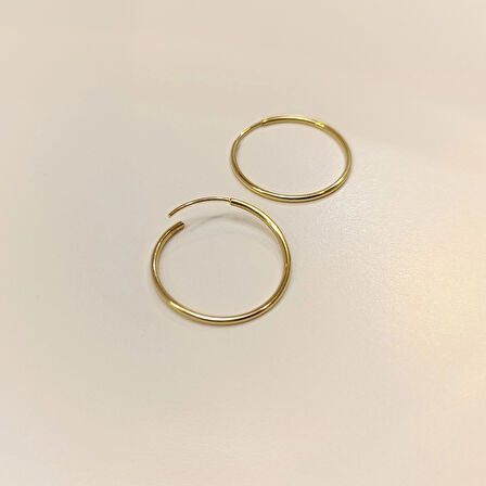 28mm Klasik Halka Küpe 14 Ayar Altın HD VİDEOLU