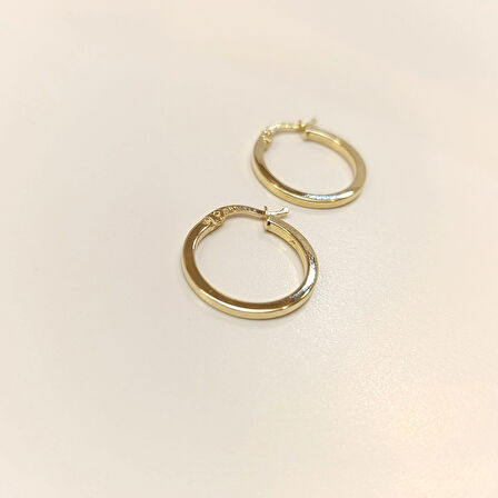 21mm Klasik Ray Halka Küpe 14 Ayar Altın HD VİDEOLU