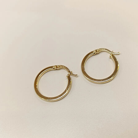 21mm Klasik Ray Halka Küpe 14 Ayar Altın HD VİDEOLU