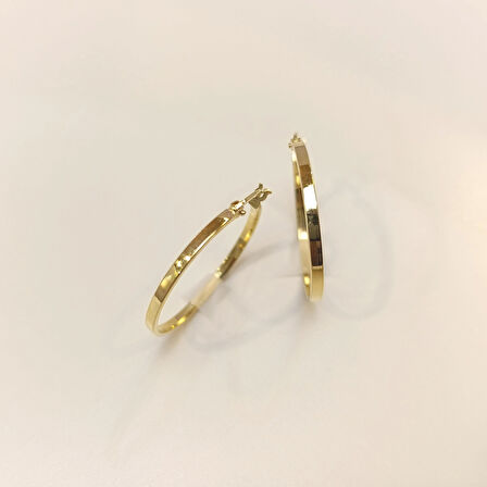 28mm Klasik Ray Halka Küpe 14 Ayar Altın HD VİDEOLU