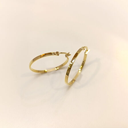 28mm Klasik Ray Halka Küpe 14 Ayar Altın HD VİDEOLU