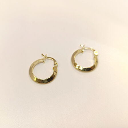 17mm Klasik Piramit Ray Halka Küpe 14 Ayar Altın HD VİDEOLU