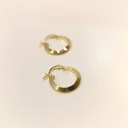 17mm Klasik Piramit Ray Halka Küpe 14 Ayar Altın HD VİDEOLU