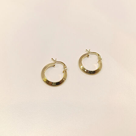 17mm Klasik Piramit Ray Halka Küpe 14 Ayar Altın HD VİDEOLU