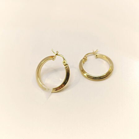 20mm Klasik Piramit Ray Halka Küpe 14 Ayar Altın HD VİDEOLU