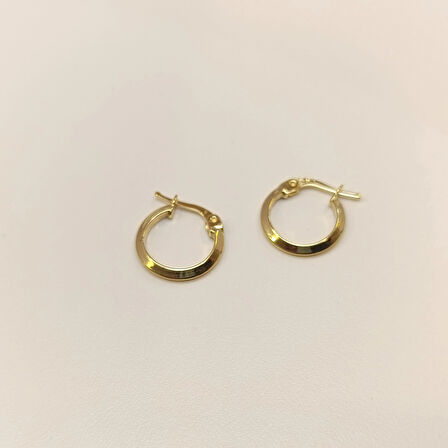 14mm Klasik Piramit Ray Halka Küpe 14 Ayar Altın HD VİDEOLU