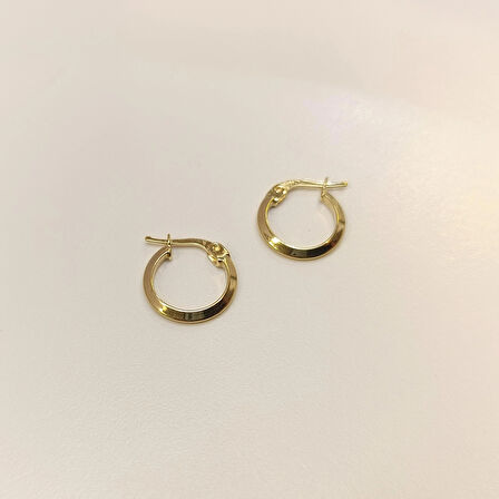 14mm Klasik Piramit Ray Halka Küpe 14 Ayar Altın HD VİDEOLU