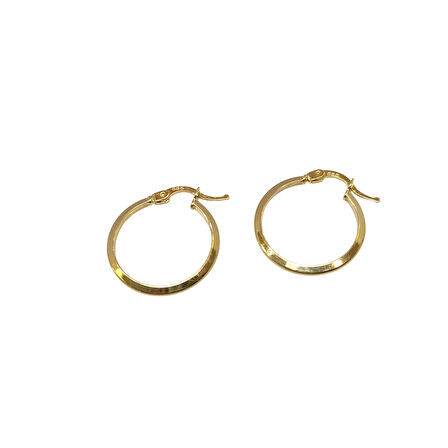 21mm Klasik Piramit Ray Halka Küpe 14 Ayar Altın HD VİDEOLU