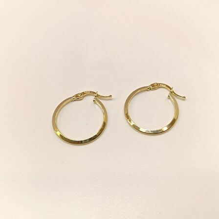 21mm Klasik Piramit Ray Halka Küpe 14 Ayar Altın HD VİDEOLU