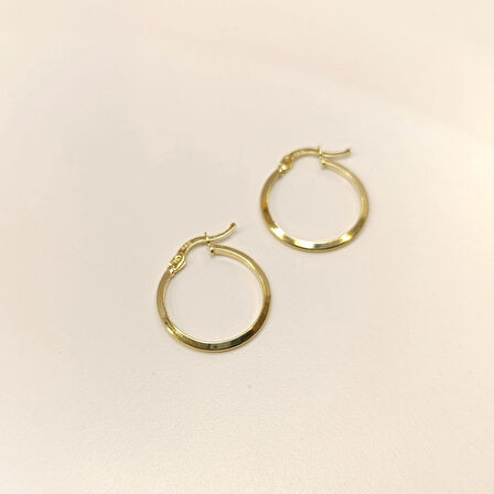 21mm Klasik Piramit Ray Halka Küpe 14 Ayar Altın HD VİDEOLU