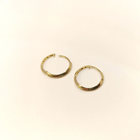 20mm Klasik Piramit Ray Halka Küpe 14 Ayar Altın HD VİDEOLU