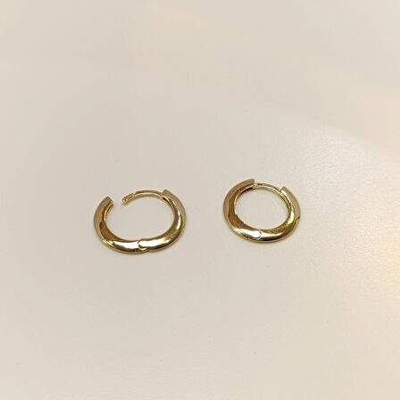 18mm Klasik Yassı Halka Küpe 14 Ayar Altın HD VİDEOLU