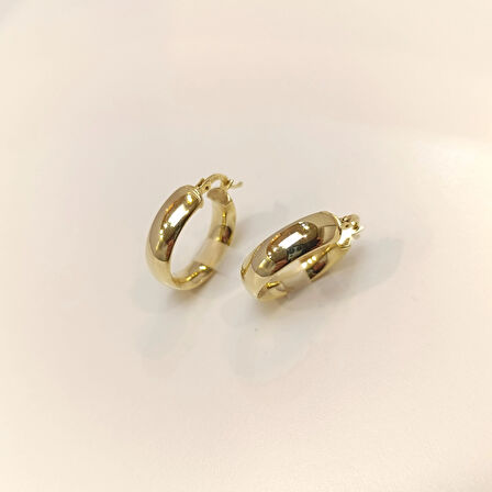21.3mm Klasik Halka Küpe 14 Ayar Altın HD VİDEOLU