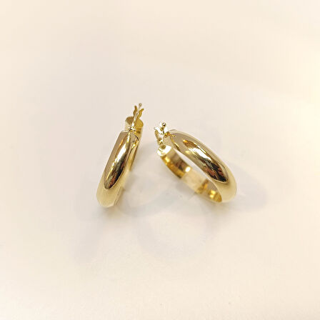 25.3mm Klasik Halka Küpe 14 Ayar Altın HD VİDEOLU