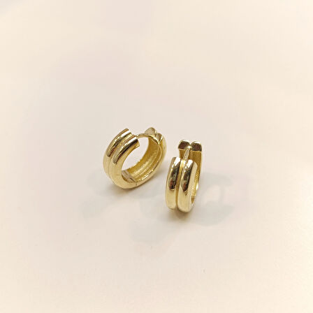 16.7mm İkili Klasik Halka Küpe 14 Ayar Altın HD VİDEOLU
