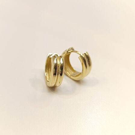 16.7mm İkili Klasik Halka Küpe 14 Ayar Altın HD VİDEOLU