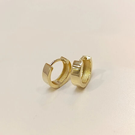 13.4mm Klasik Ray Halka Küpe 14 Ayar Altın HD VİDEOLU