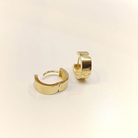 13.4mm Klasik Ray Halka Küpe 14 Ayar Altın HD VİDEOLU