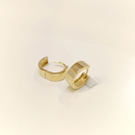 13.4mm Klasik Ray Halka Küpe 14 Ayar Altın HD VİDEOLU