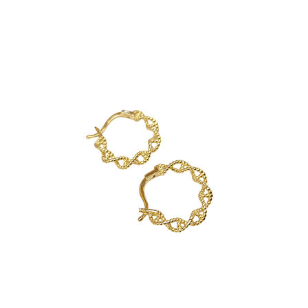 18mm DNA Sarmalı Halka Küpe 14 Ayar Altın HD VİDEOLU