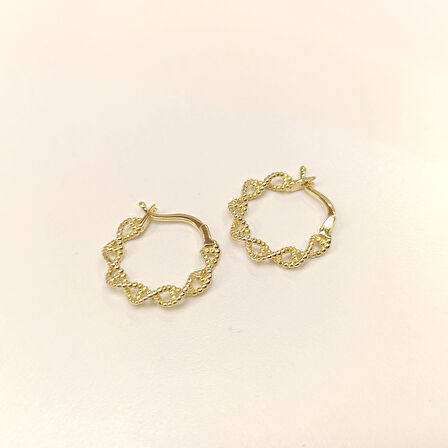 18mm DNA Sarmalı Halka Küpe 14 Ayar Altın HD VİDEOLU