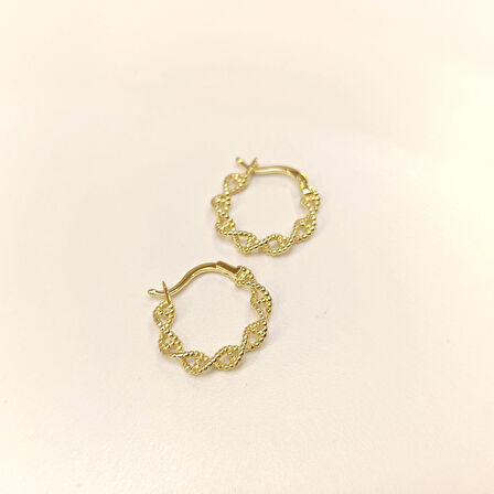 18mm DNA Sarmalı Halka Küpe 14 Ayar Altın HD VİDEOLU