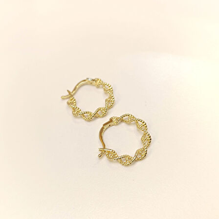 18mm DNA Sarmalı Halka Küpe 14 Ayar Altın HD VİDEOLU